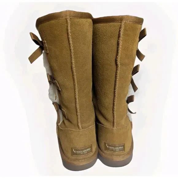 Koolaburra by UGG Chestnut Victoria Tall Bow Boots Tan Size 5 Fits 6 Or 6.5 - Picture 4 of 10